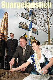 Beginn der Spargelzeit: um 10.00 Uhr erfolgte am Montag der offizielle Spargelanstich auf dem Viktualienmarkt (©Foto: Ingrid Grossmann)